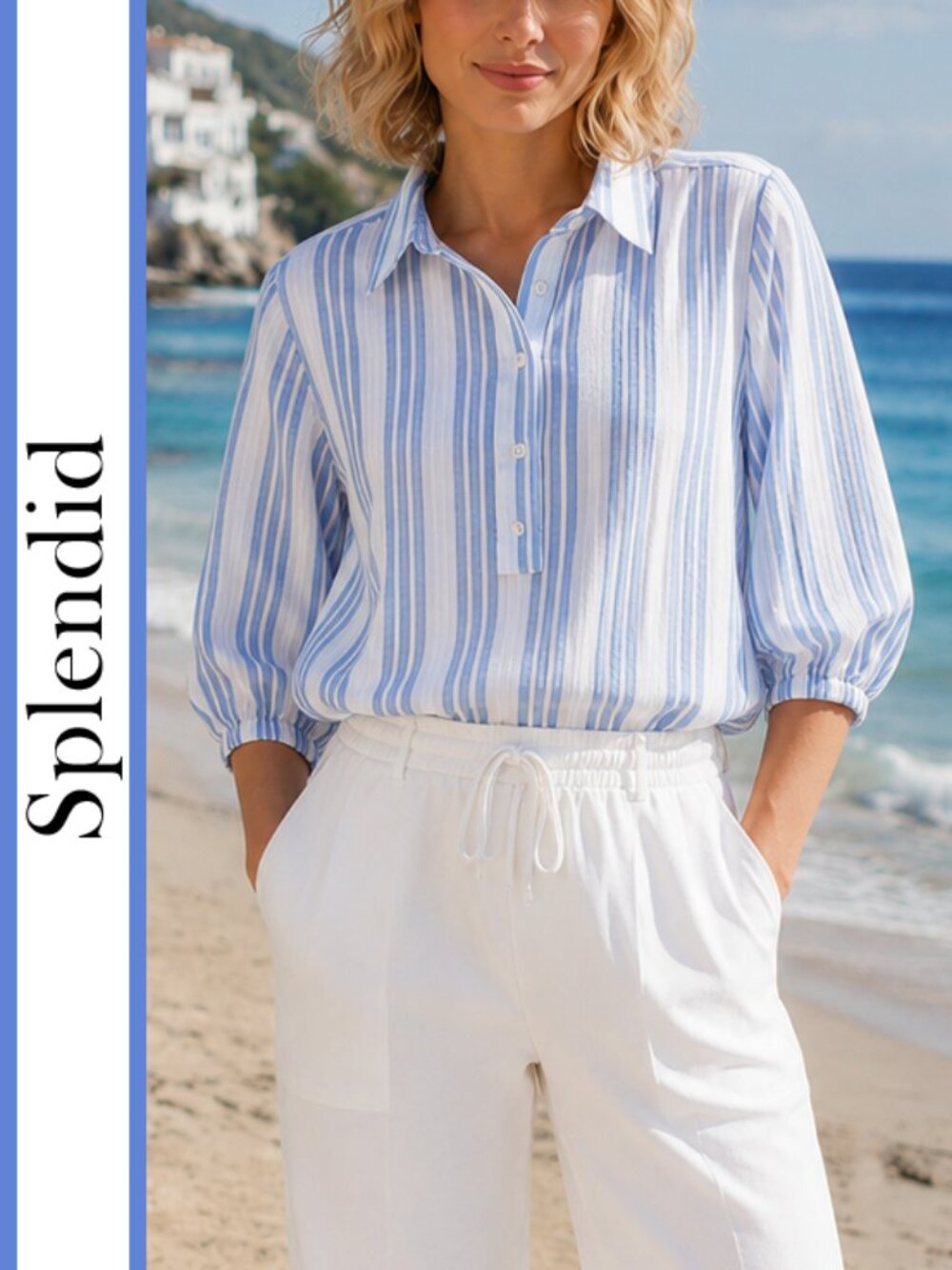 Splendid | 'Allison' Striped Linen Blend Blouse Top